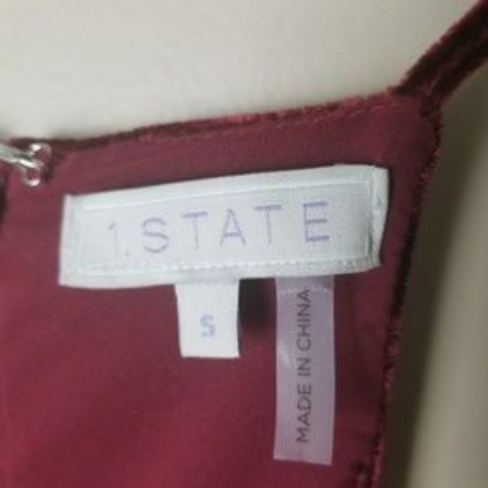 NEW! 1. STATE V-Neck Burgandy Velvet Racerback One-Piece Romper Jumpsuit Small. - Picture 5 of 6